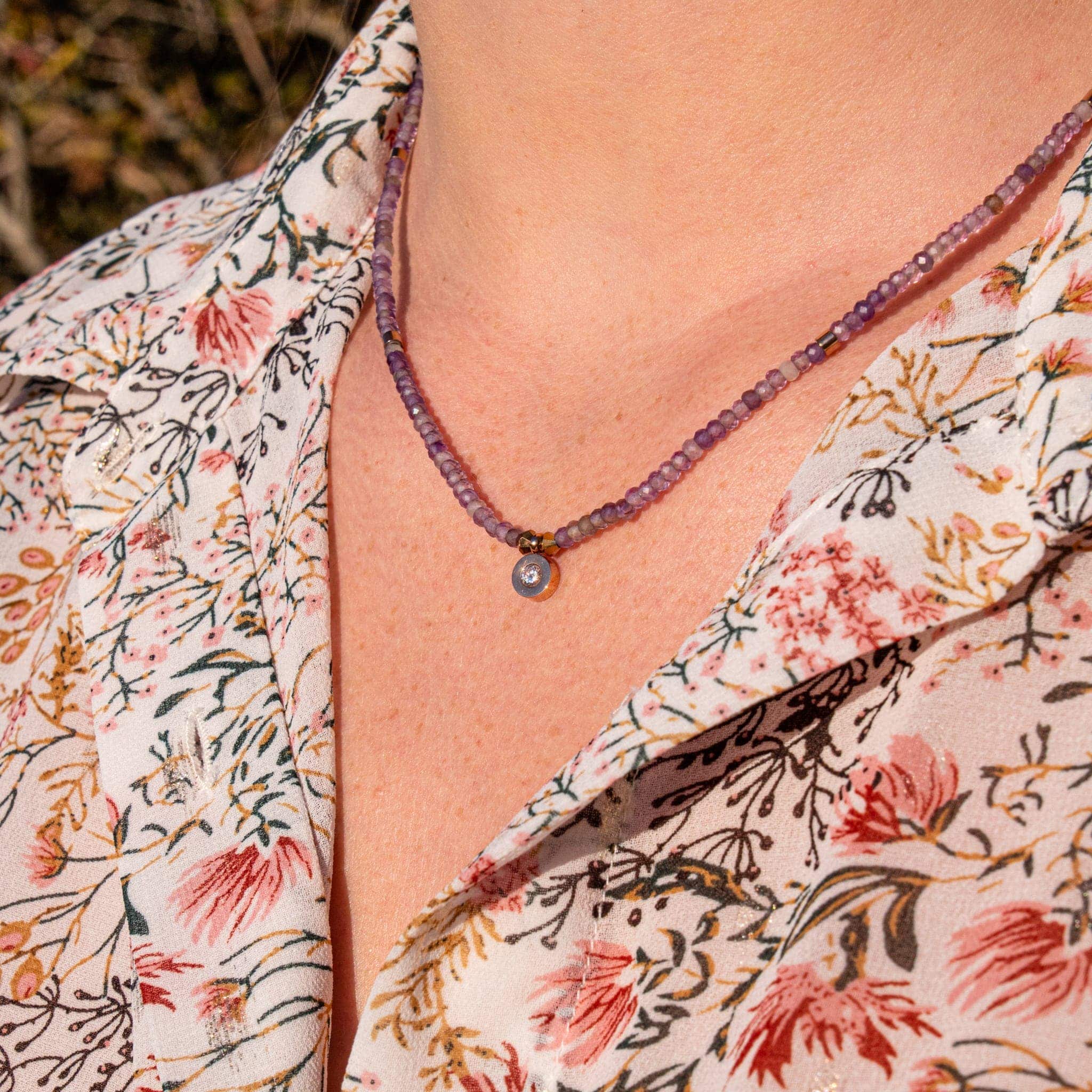 Collier Lumia en pierres naturelles d'Améthyste - SLOYA